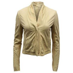 Theory Lavella Lambskin Leather Sand Beige Crop Jacket Sz Womens 4